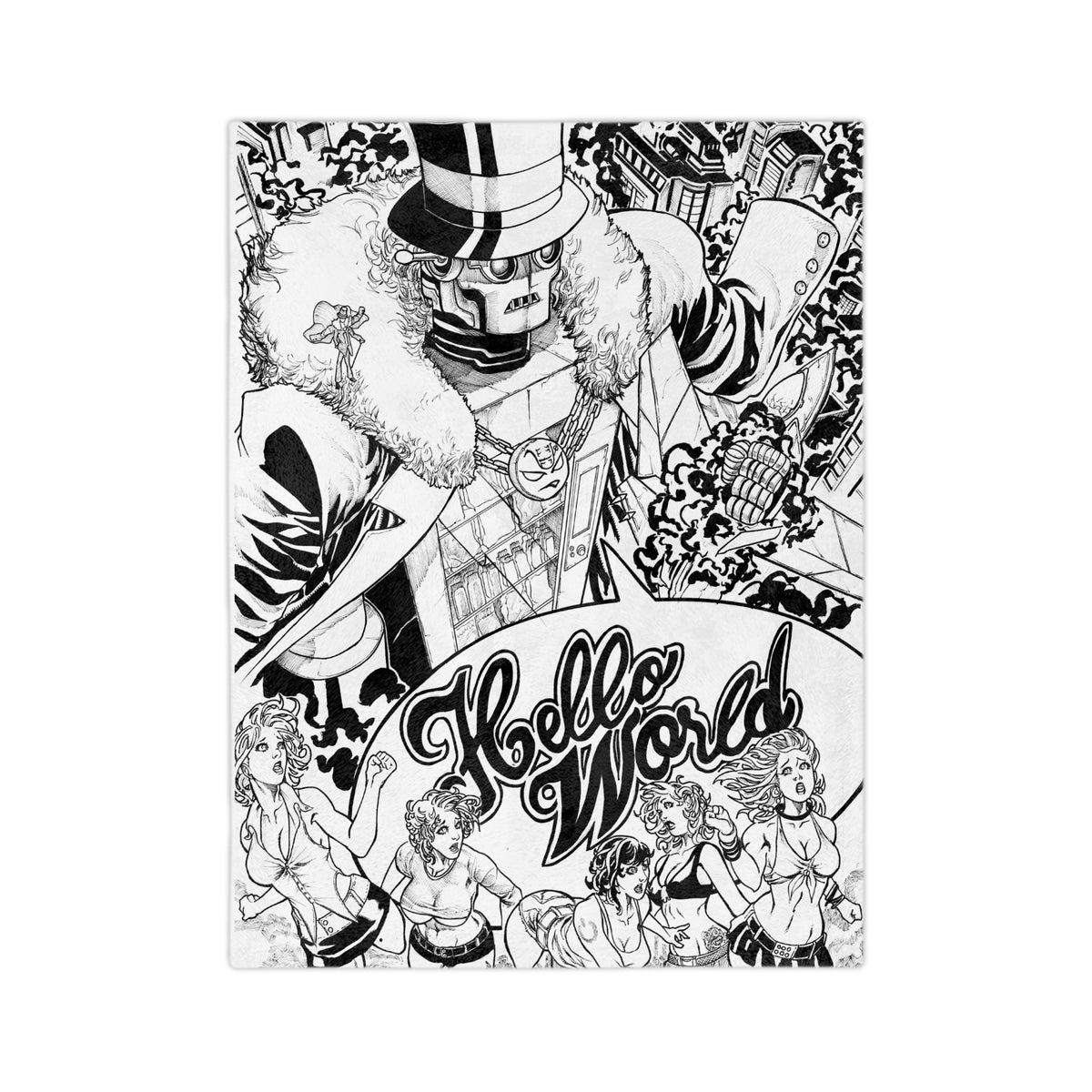 Andre Pinheiro ‘Hello World’ Velveteen Microfiber Blanket