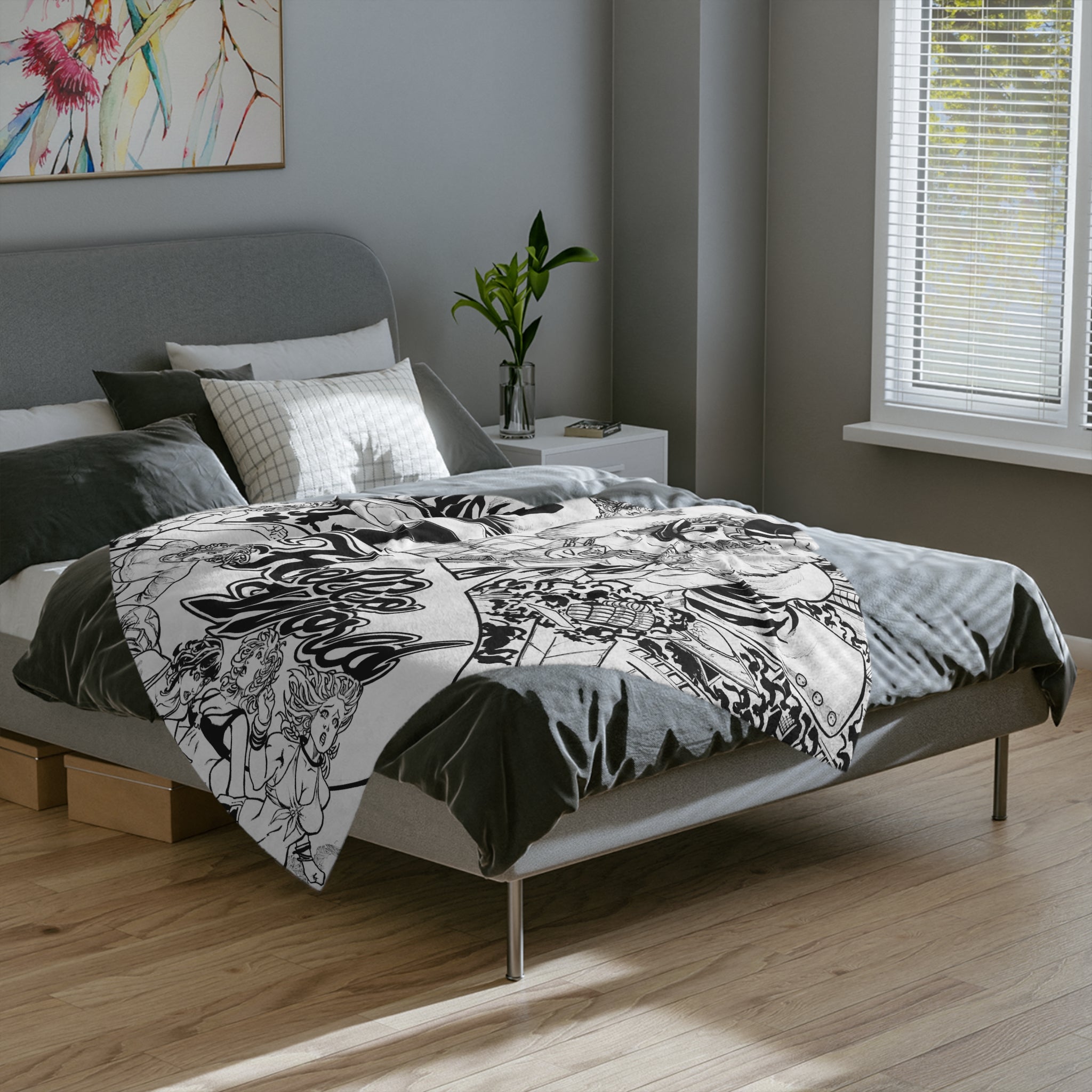 Velveteen Microfiber Blanket — 'Hello World'