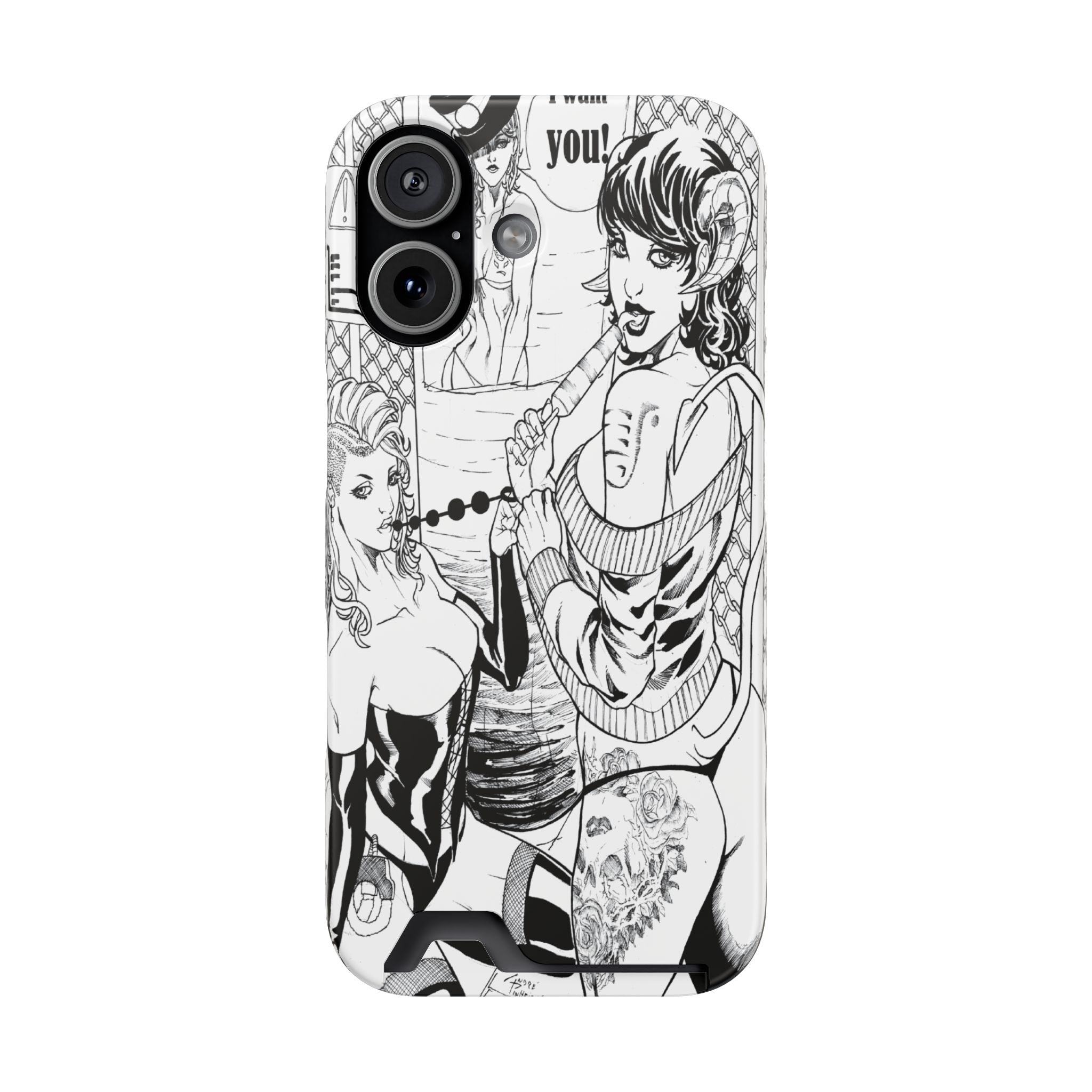 Andre Pinheiro 'Bad Gurlz' iPhone 17 Card Holder Phone Case