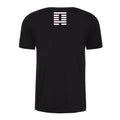 Back view of a black Gutter Brudderz T-shirt featuring the Meng logo.