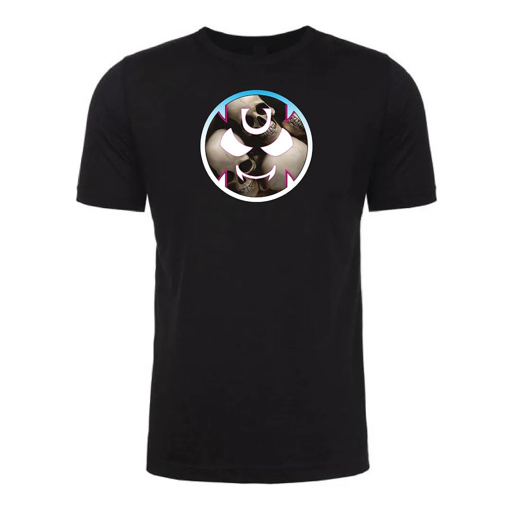 Front view of a black Gutter Brudderz T-shirt featuring the Monster KTR logo.