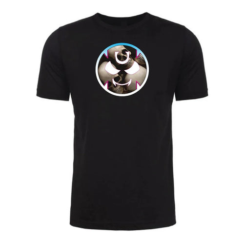 Front view of a black Gutter Brudderz T-shirt featuring the Monster KTR logo.